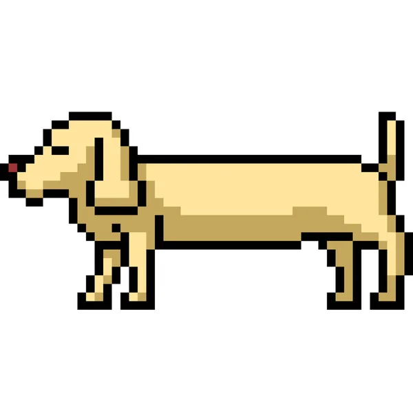 Pixel Art Long Dog Pup — Stock Vector