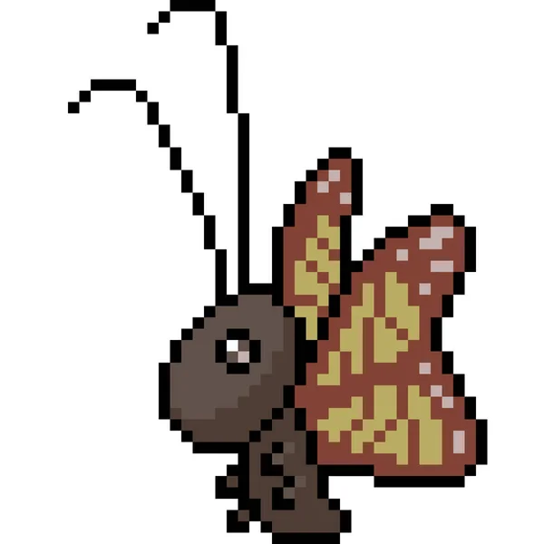 Pixelkunst Der Schmetterlingsflügelfliege — Stockvektor