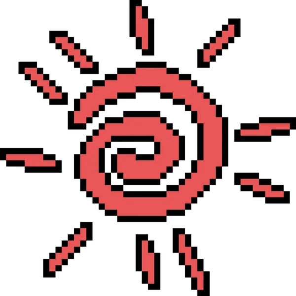 Pixel Art Kid Drawing Sun — Stock Vector