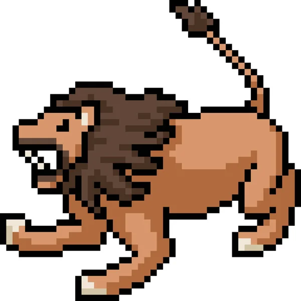 Pixel Art Rugissement Lion Féroce — Image vectorielle