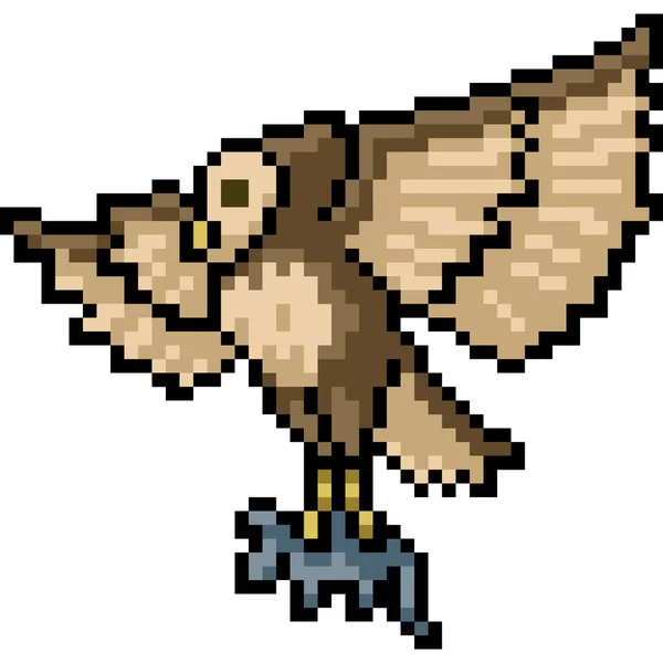Pixel Art Owl Hunt Prey — Stock Vector