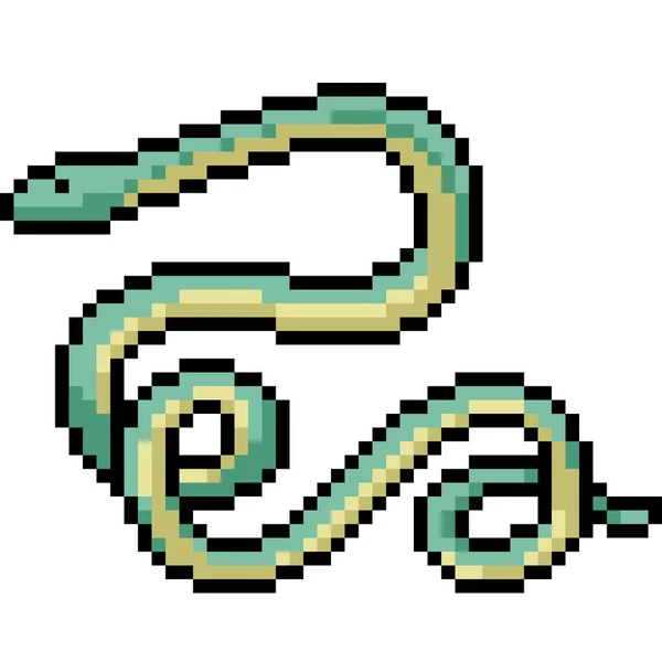 Pixel Arte Cobra Verde Longa — Vetor de Stock