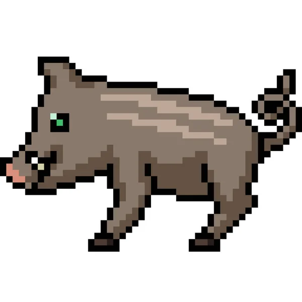 Pixel Art Baby Brown Boar — Stock Vector