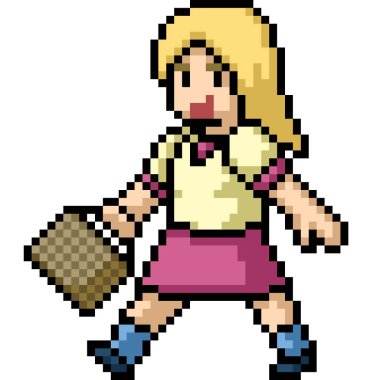 Mutlu kız yürüyüşünün piksel sanatı