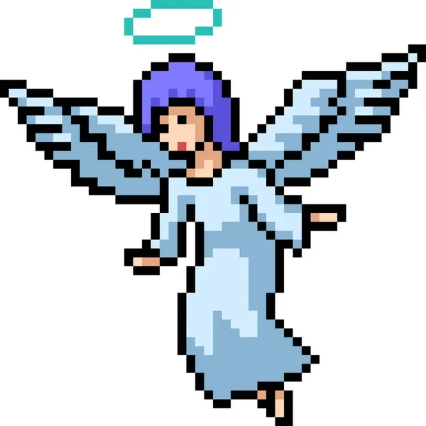 Pixel Art Angel Woman Fly — Stock Vector
