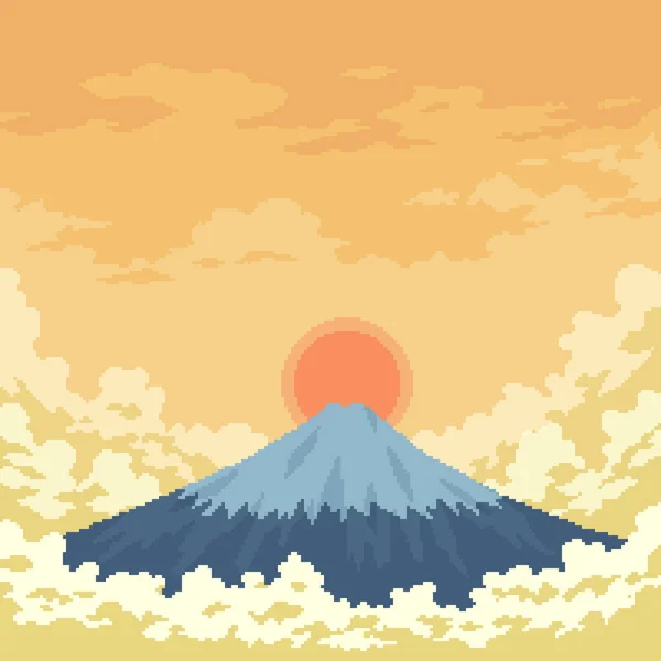 paisagem de montanhas com pixel art. ilustração vetorial. 11508049