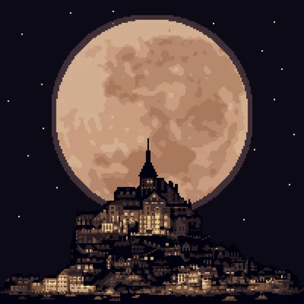 Пиксельное Искусство Замка Луне — стоковый вектор
