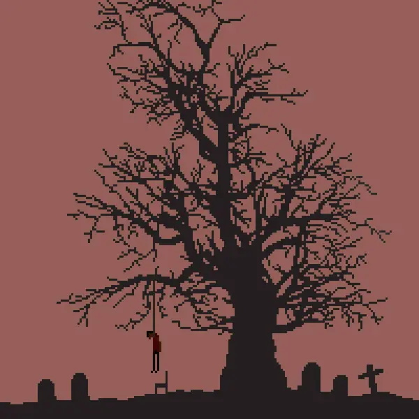 Pikselowa Sztuka Horroru Ciała Drzewa — Wektor stockowy