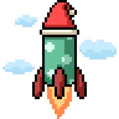 Noel Baba Roket Uçuşu piksel sanatı