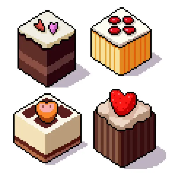 çeşitli tatlı keklerin piksel sanatı