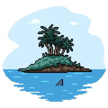Küçük ıssız adanın piksel sanatı