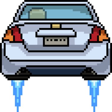 Uçan jet araba piksel sanatı izole edilmiş arka plan