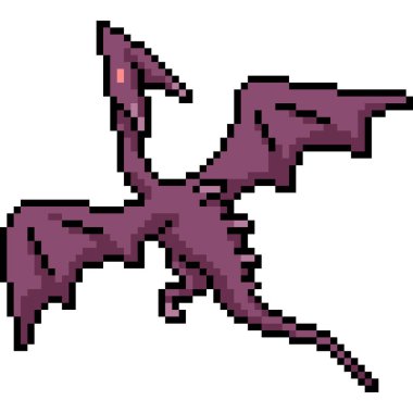 Ejderha sineğinin piksel sanatı izole bir şekilde yükselir.