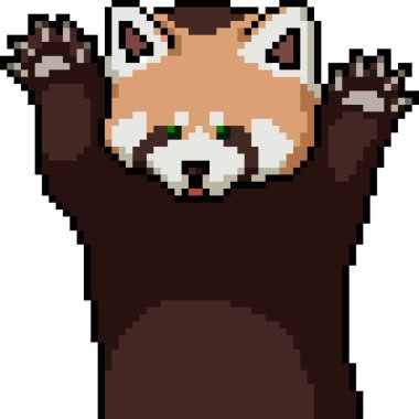 Kırmızı panda piksel sanatı izole arkaplan çalıyor