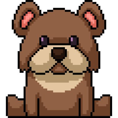 Piksel bebek ayı sanatı izole bir arka planda oturur