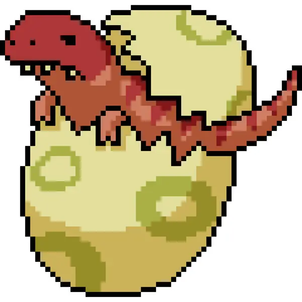 Pixel Art Monster Egg Hatch Isolated Background — Stock Vector