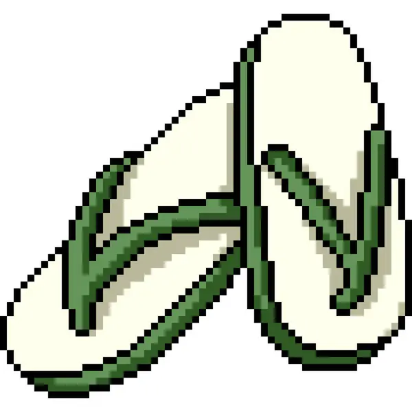 Піксельне Мистецтво Зелених Фліп Флопс Ізольований Фон — стоковий вектор