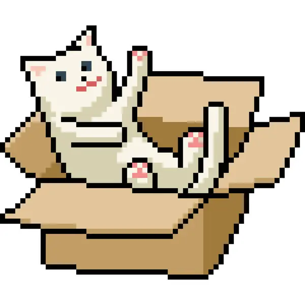 Pixel Kunst Der Katze Spielbox Isolierten Hintergrund — Stockvektor