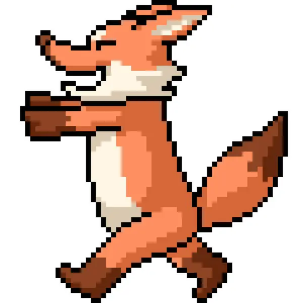 Pixel Art Fox Run Happy Isolated Background — Stock Vector