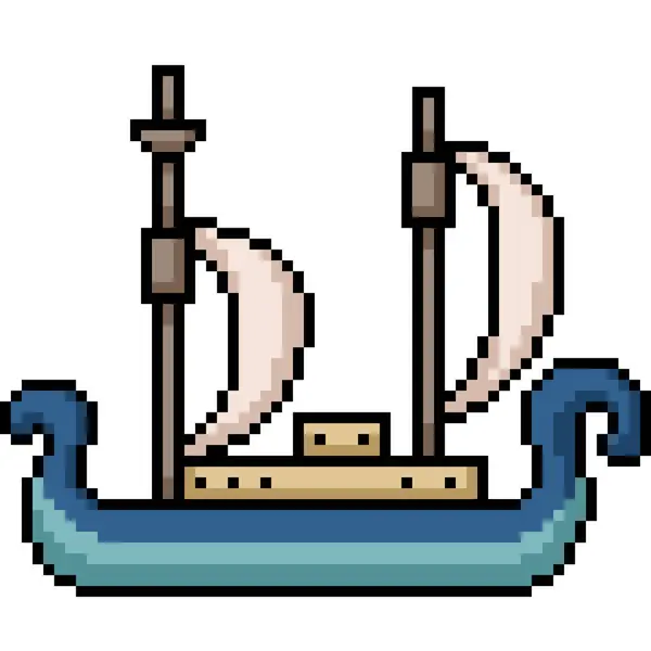 Піксельне Мистецтво Стародавнього Корабля Вітрило Ізольований Фон — стоковий вектор