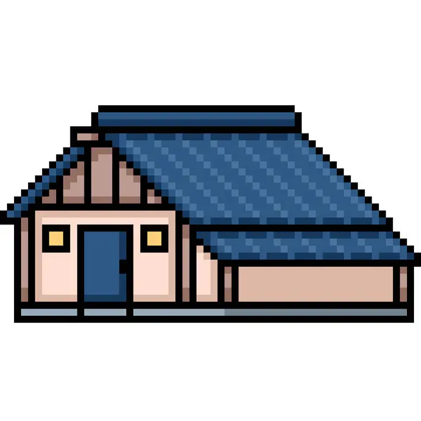 Pixel Art Small Barn House Isolated Background — Stock Vector