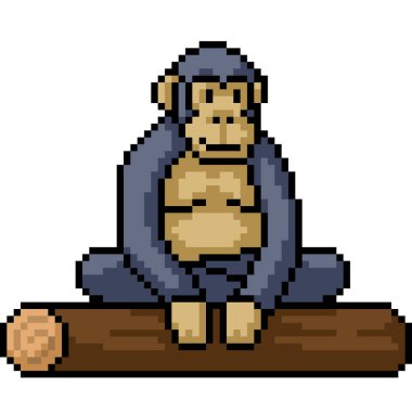 Maymun kütüğü bankın piksel sanatı izole arkaplan