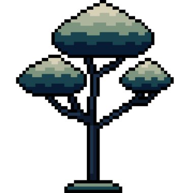 Garip karikatür ağacının piksel sanatı izole arkaplan