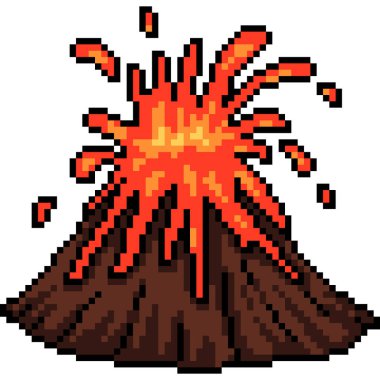 volkan püskürme lavının piksel sanatı izole edilmiş arkaplan