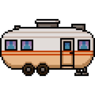 Küçük karavan evinin piksel sanatı izole edilmiş arkaplan