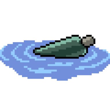 Su üzerinde izole edilmiş şişe piksel sanatı