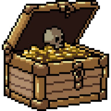 Korsan hazine sandığı piksel sandığı izole edilmiş arka plan