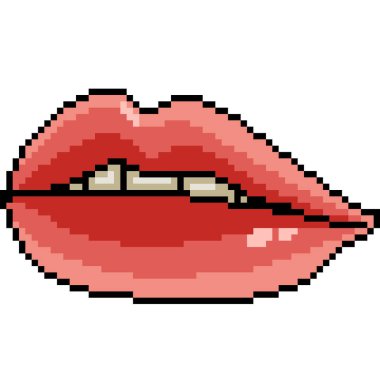 Pembe kadın pikseli dudak izole arka plan