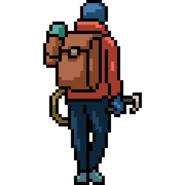 izole edilmiş arka planda insan sırt çantasının piksel sanatı