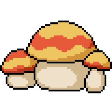 Mantar grubunun piksel sanatı üç izole arkaplan