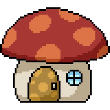 Fantezi mantar evi piksel sanatı izole edilmiş arka plan