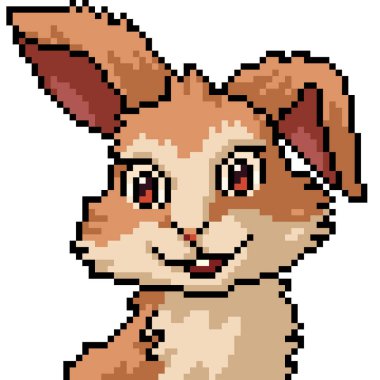 Genç dişi tavşanın piksel sanatı izole edilmiş arka plan