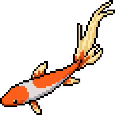 Turuncu balığın piksel sanatı izole edilmiş arka plan