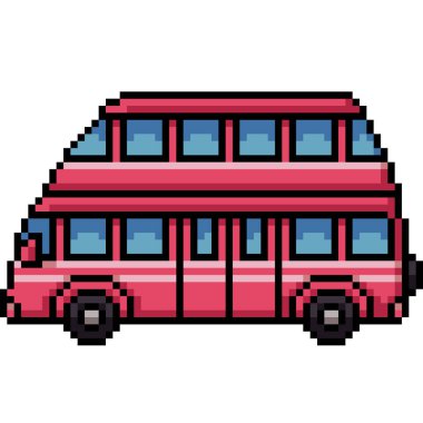 çift katlı otobüsün piksel sanatı izole arkaplan