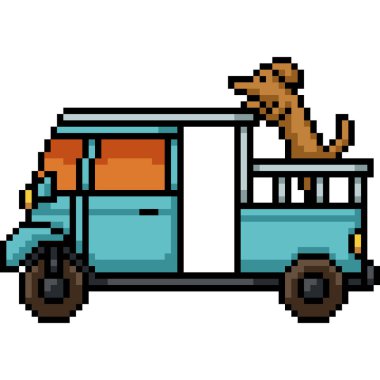 Köpek oyun arabasının pikseli, izole edilmiş arka plan