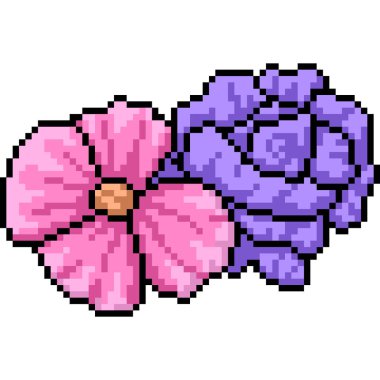 Yapay çiçek dekorasyonu piksel sanatı izole edilmiş arkaplan