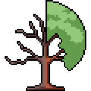 piksel ağaç sanatı yarı ölü izole arkaplan