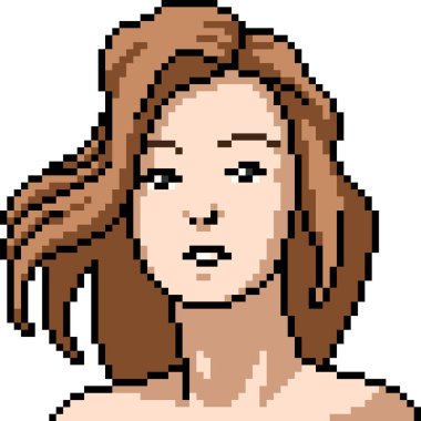 Zarif kadının piksel sanatı izole bir arka planda