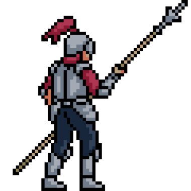 Şövalye mızrağının piksel sanatı izole edilmiş arka plan