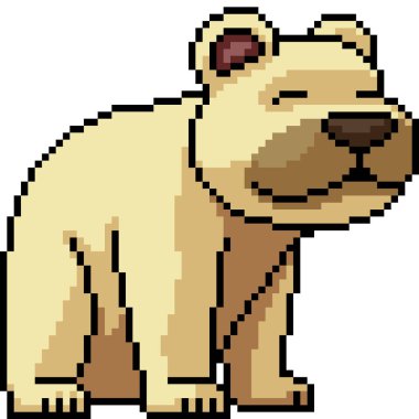 Mutlu ayı gülümsemesinin piksel sanatı izole edilmiş arka plan