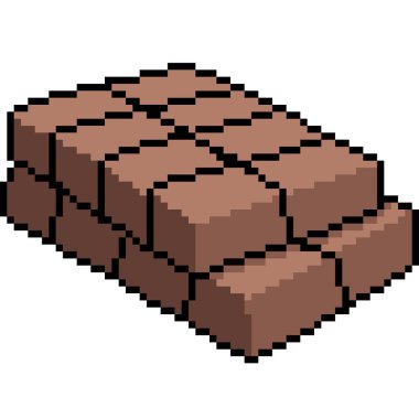 Koyu çikolata çerezi piksel sanatı izole arka plan