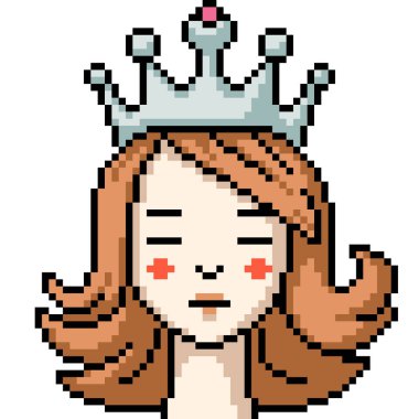 Prenses çocuğun piksel sanatı izole edilmiş bir arka plan.