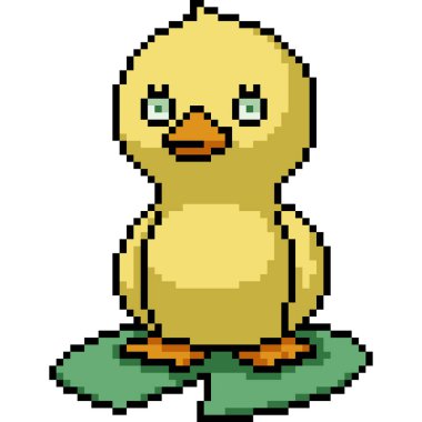 Lotus izole arkaplanda ördek piksel sanatı