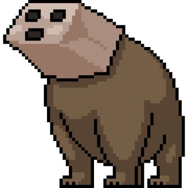 Ayı kağıt çantasının piksel sanatı izole arkaplan