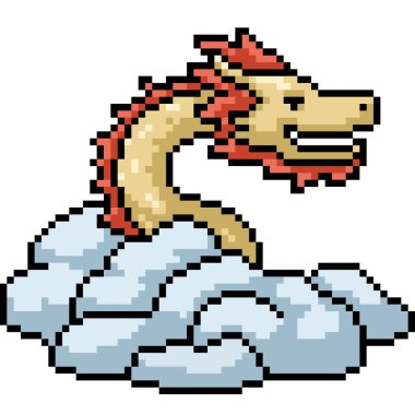 Bulutlarda izole edilmiş ejderha piksel sanatı