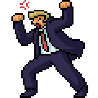 İş adamının piksel sanatı öfkeli ve izole bir arkaplan